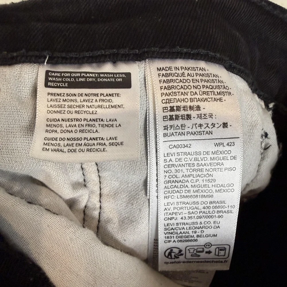 Levi's 514 Jeans Mens 32x32 Black Dark Wash Regular Straight Stretch Denim